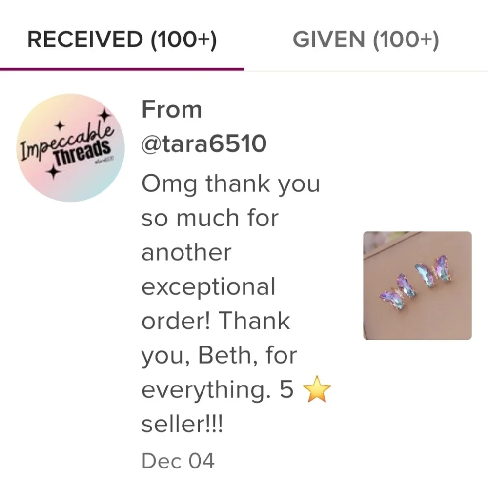 Lavender Rhinestone Butterfly Earring Studs - Picture 3 of 7